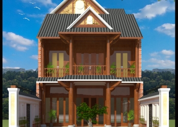 Nhà Mái Thái Kết Hợp Nhà Thờ Bằng Gỗ - MS:MT07